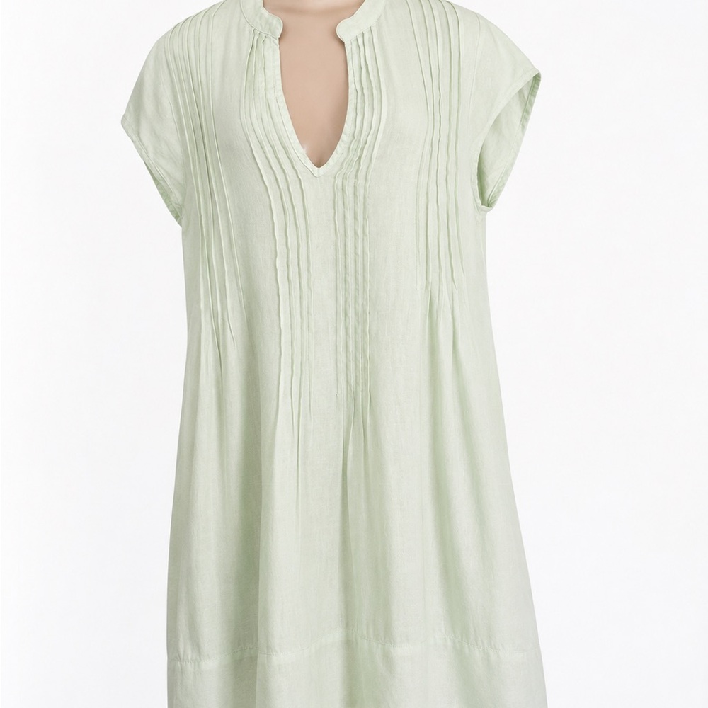 Free People Mint Green Pintuck V-Neck Tunic